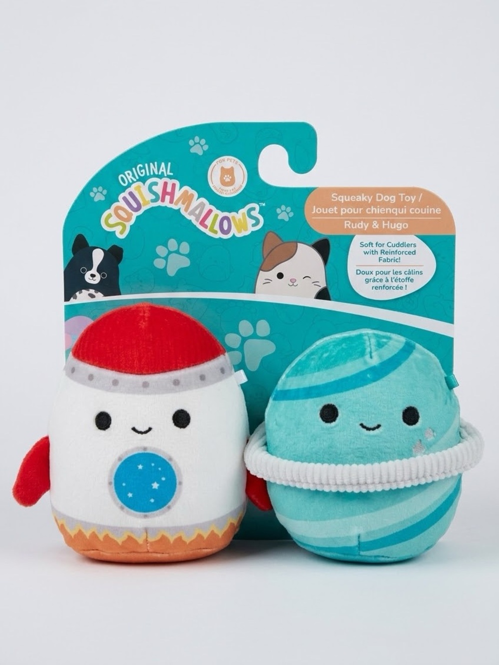 NWT Squishmallows Pet Dog Toys Rudy Rocket & Hugo Planet Set Squeaky Crinkle